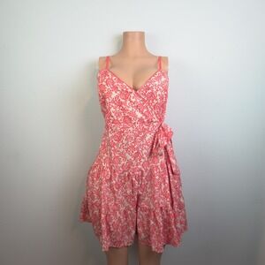 Band of the Free Coral Pink Romantic Boho Floral Coquette Mini Dress Size L